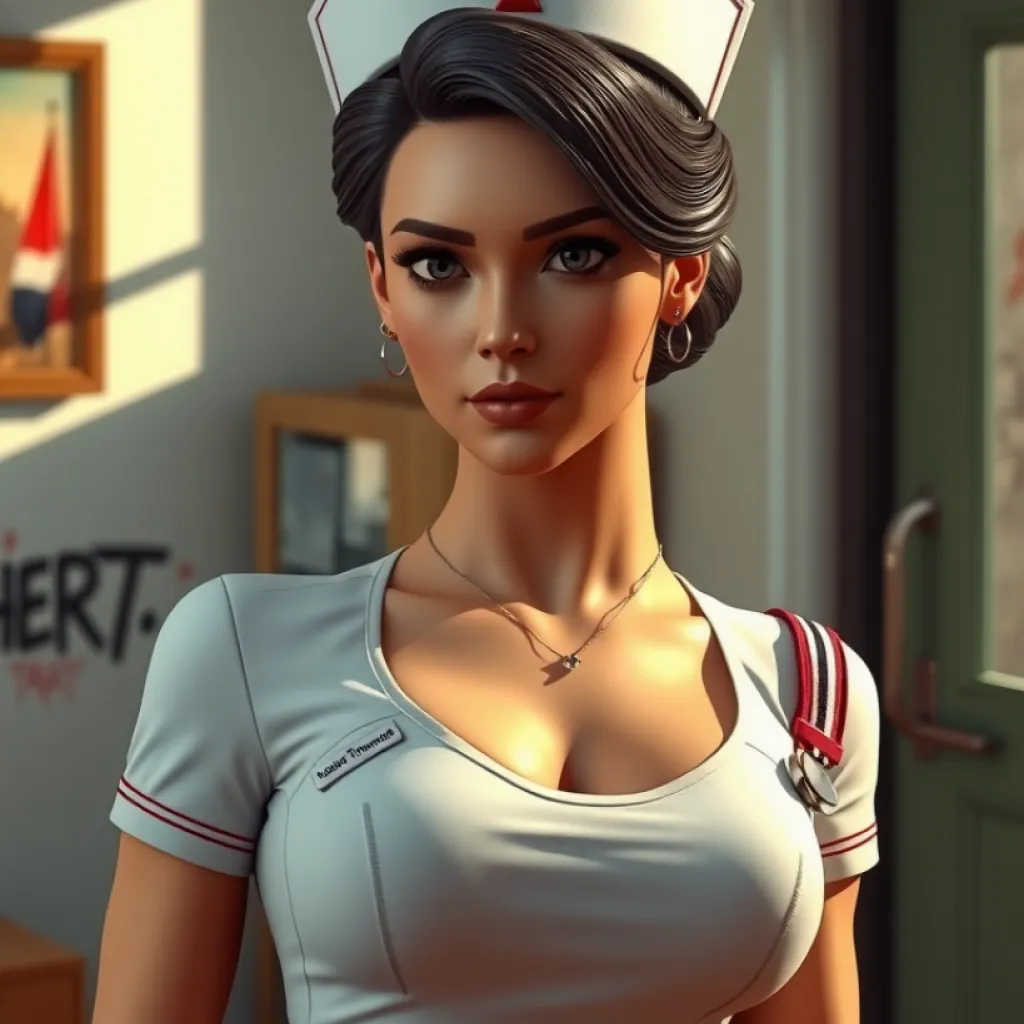 3D Nurse Natalie Thompson: Polished Focus Amid Graffiti