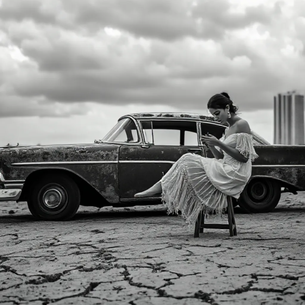Abandoned Car by the Shore: A Study in Nostalgia