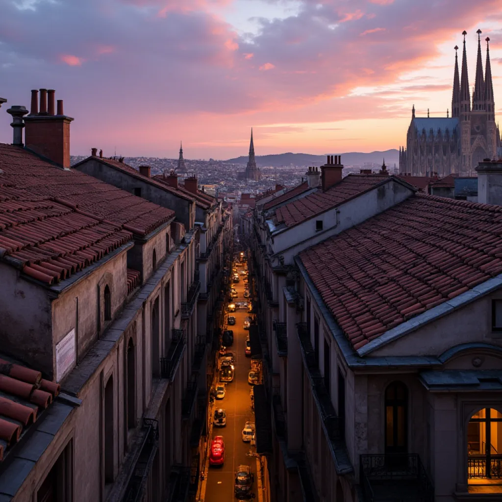 Barcelona Dusk: Gothic Rooftops Glow