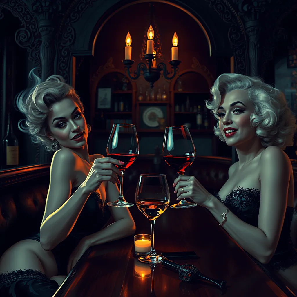 Dark Fantasy: Salma Hayek & Marilyn Monroe at the Wine Bar
