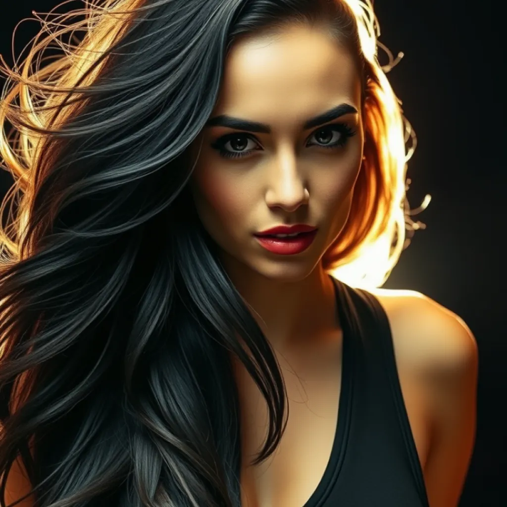 Luminescent Lady with Iridescent Hair in Sunlight