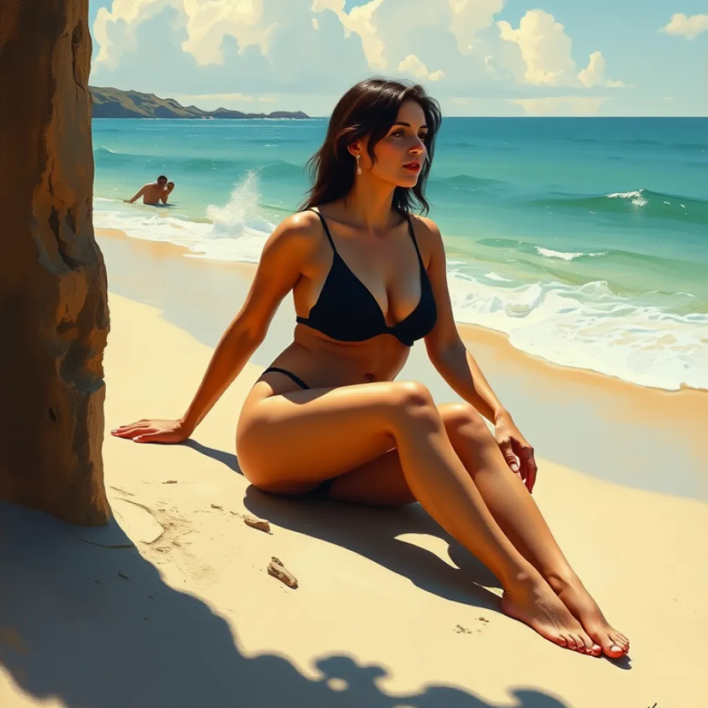 Degas-inspired Beach Sitting Figure