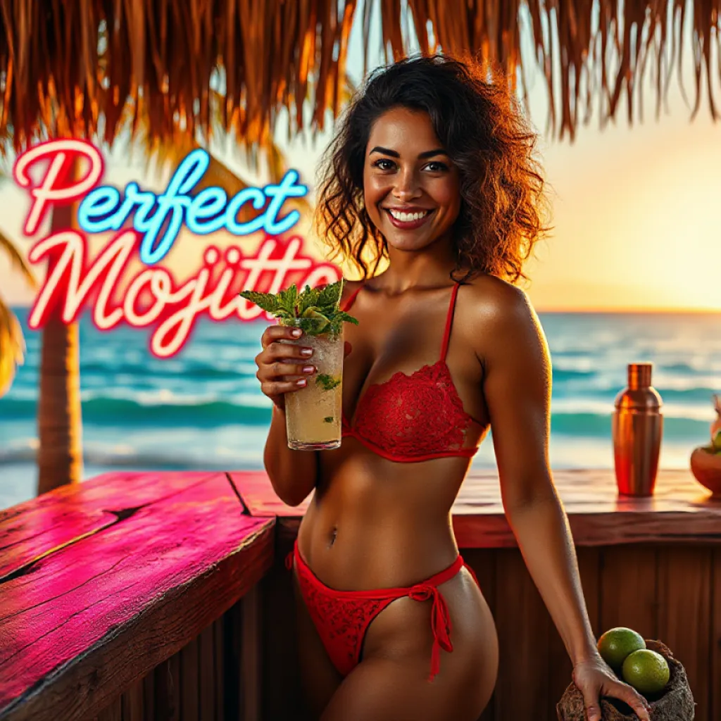 Ultra-Realistic Golden Hour Mojito Scene