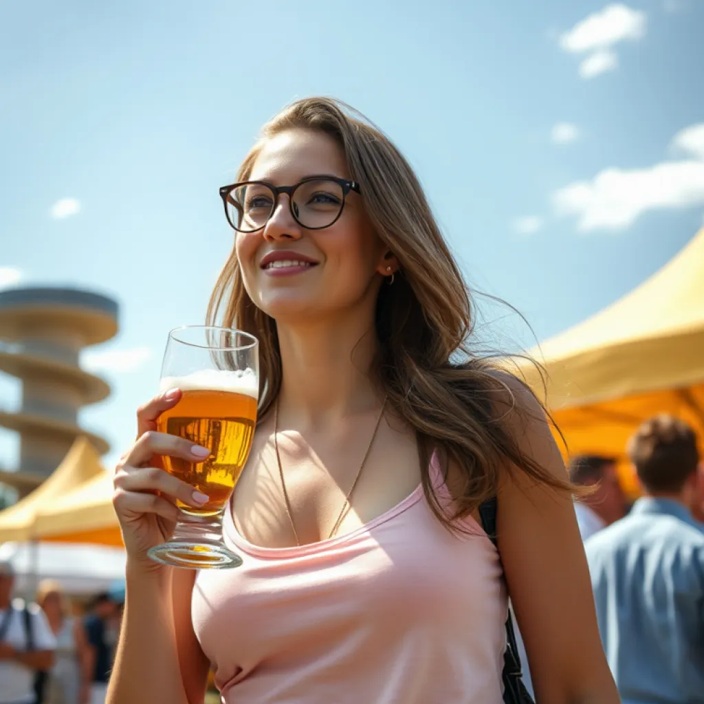 Nerdy-sexy Craft Beer Enthusiast at Sunny Festival