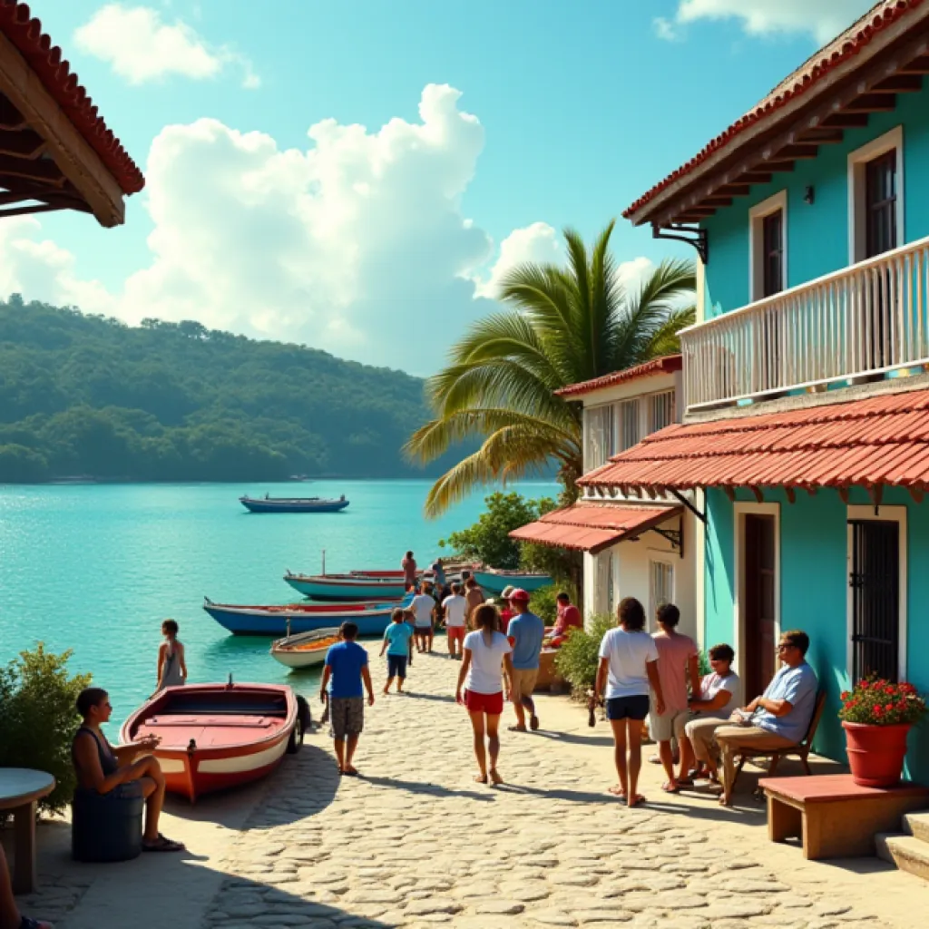 Vibrant Caribbean Colonial Village by the Sea