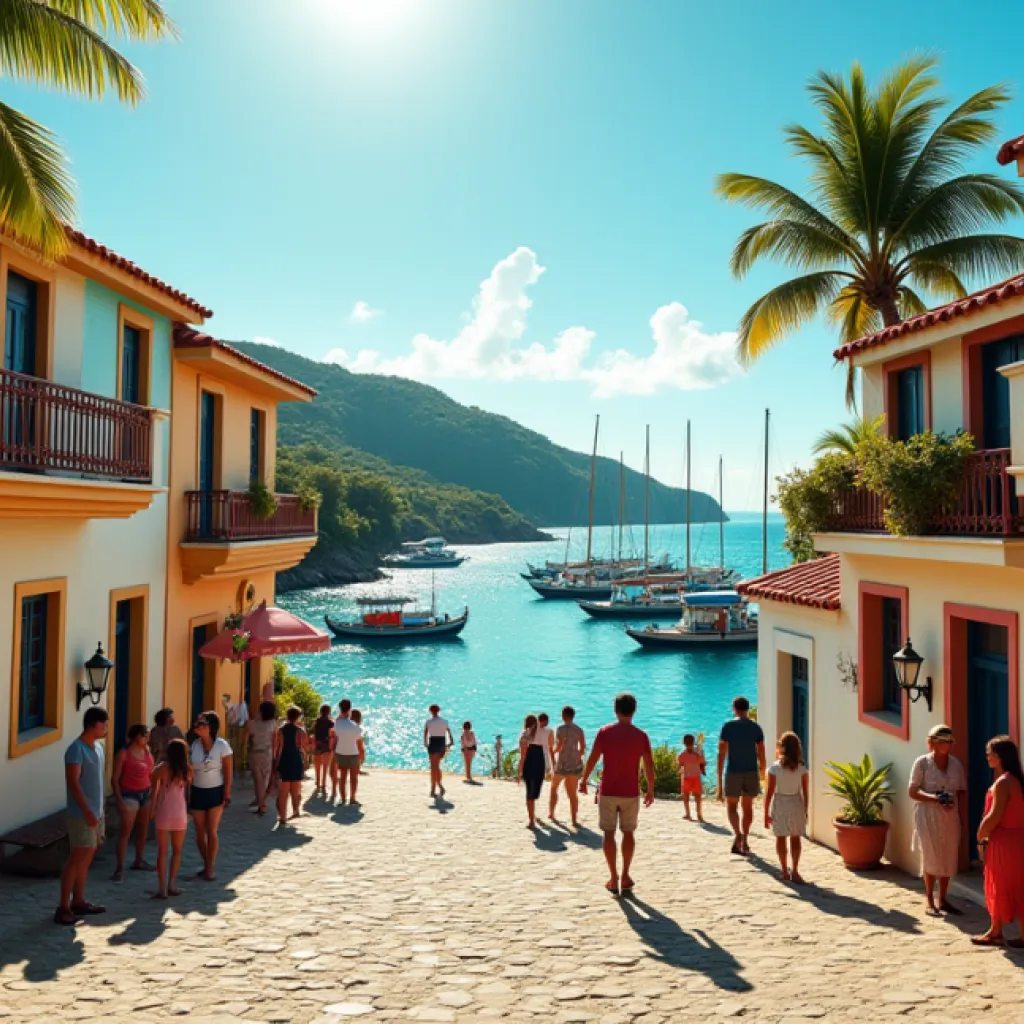 Vibrant Caribbean Colonial Village by the Sea