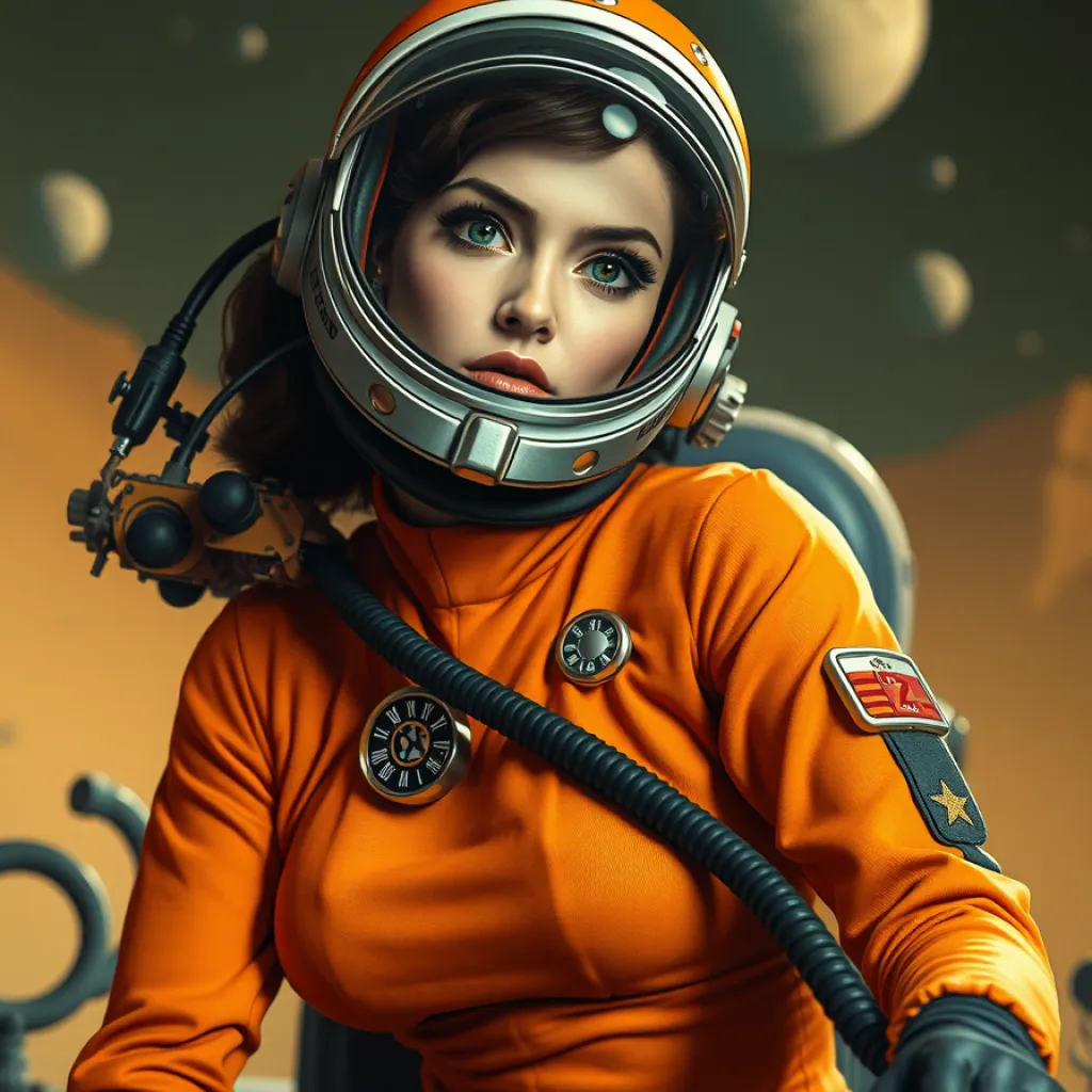 Hyper-detailed, 1950s Space Cadet Alison Brie: Tense Mars Encounter
