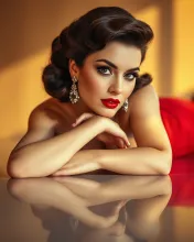 1950s Glamour: Bold Vintage Portrait in Gold Lighting