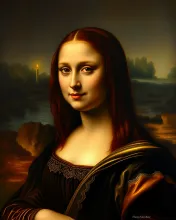 Rembrandtesque Mona Lisa in Dutch Attire: Baroque Chiaroscuro Masterpiece