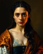 Rembrandt-inspired Salma Hayek portrait: Baroque masterpiece in chiaroscuro lighting