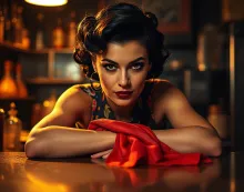 1950s Pin-Up Artistry in Moody Glamour