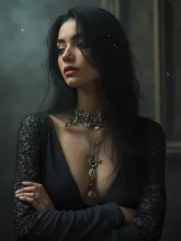 Hyperrealistic Smoky Portrait: Persian Mystique in Shimmering Silk