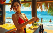Impressionist Tropical Mojito Preparation