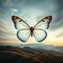 Fragile Butterfly in Surreal Landscape