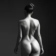 Backview Black-and-White Full Body Silhouette
