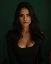 Mystical Glamour: Salma Hayek in Green Backdrop