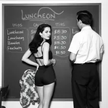 1950s Diner Dialogue: Woman and Man Discussing Menu