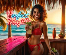 Ultra-Realistic Golden Hour Mojito Scene