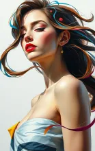 Title: "Luminous Fantasy: Lois van Baarle & Greg Rutkowski's Abstract Portrait