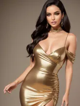 Radiant Glamour in Gold: Confident Portrait