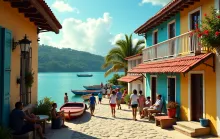 Vibrant Caribbean Colonial Village by the Sea