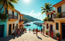 Vibrant Caribbean Colonial Village by the Sea