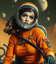 Hyper-detailed, 1950s Space Cadet Alison Brie: Tense Mars Encounter