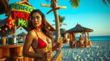 High-Quality 4K Image: Detailed Shot of Perfect Mojito Bar, Lively Scene