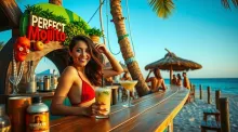 High-Res Vibrant Scene: Perfect Mojito Beach Bar