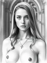 Provocative Nun Figure Study in Cinematic Greyscale Detail