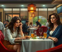 Titled: "Sofia Vergara, Salma Hayek, Sofia Loren at an Italian Trattoria