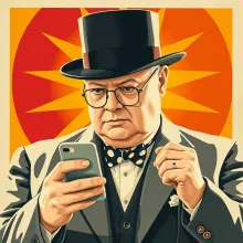 Constructivist Churchill with iPhone