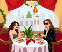 Title: "Three Divas at an Italian Trattoria
