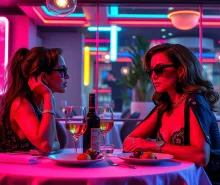 Neonpunk Triumvirate at an Italian Bistro