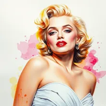 Watercolor: White Dress Marilyn Monroe