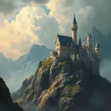 Fantasy Crag Peak Castle Scene