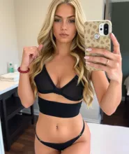 Blonde Woman in Spa, Serious Selfie