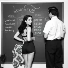 1950s Diner Dialogue: Woman and Man Discussing Menu