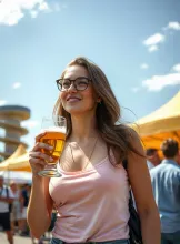 Nerdy-sexy Craft Beer Enthusiast at Sunny Festival