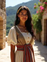 Graceful Greek Maiden in Mediterranean Sunlight