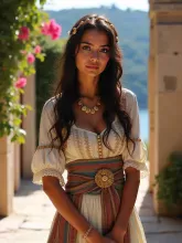 Graceful Greek Maiden in Mediterranean Sunlight