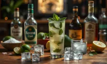 Wooden Table Setup: Cuban Mojito Ingredients
