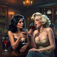 Salma Hayek and Marilyn Monroe Wine Bar Scene