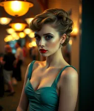 1950s Glamour Portrait - Red Lipstick & Updo