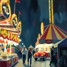 Night Carnival Glow: Impressionistic Blur

This title emphasizes the key elements of the art, such as the carnival at night, impressionistic style, and blurred brush strokes, while also suggesting the overall ambiance and wide aspect ratio.