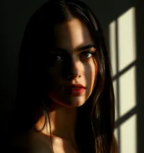 Dramatic Contrast Portrait of Intense Woman