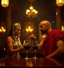 Cleopatra and Caesar at Wine Bar - Cinematic