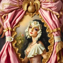 Pastel Rococo Masquerade Ball with Gold Textures