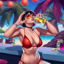 Billy Eilish in Beach Bar Scene