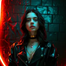 Neon Noir Billie Eilish: A Cyberpunk Portrait